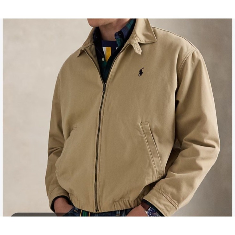 Polo Ralph Lauren Jacket Coat  XL Beige Tan Khaki Bayport Poplin Bomber Pony